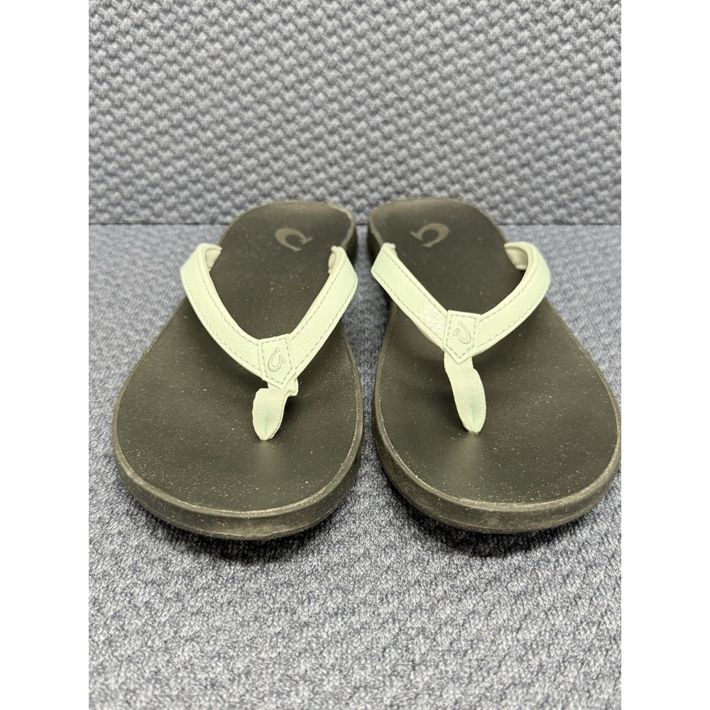 OluKai Puawe Pale Blue Womens‎ Leather Flip Flop Sandals Size 6